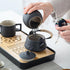 sets, TeaSet, sets sets, LURRIER Gongfu tea Portable Ceramic Asian Tea for adult, Tea Gift Grey leather case, Portable