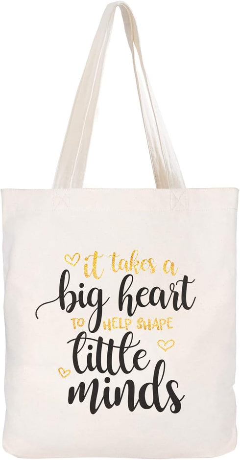 CARAKNOTS Teacher Appreciation Tote Bag for Women, Canvas Shoulder Bag with Pocket
