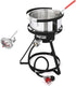 ROVSUN 10Qt Fish Fryer Pot with 55,000 BTU Propane Burner, 6.7Qt Strainer