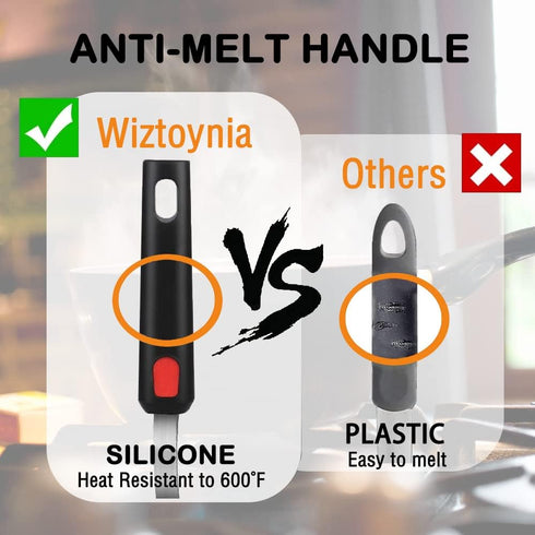 Set of 2 Silicone Spatula Turners, 600°F Heat Resistant Cooking Utensils for Nonstick Cookware, Rubber Flippers