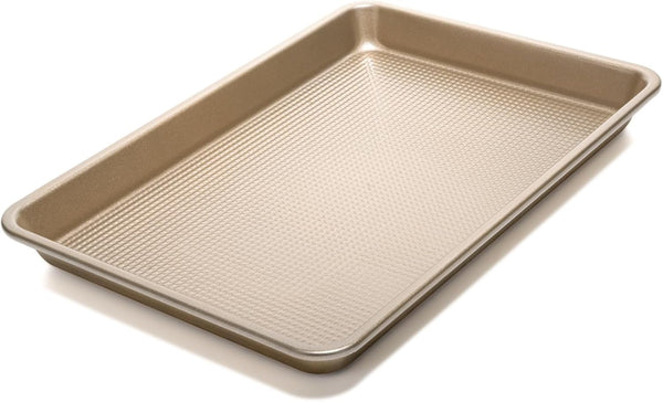 Quarter Sheet Pan, Non-Stick Baking Sheet, Cookie Sheets with Square Texture Pattern, Thicker Carbon Steel Baking Tray