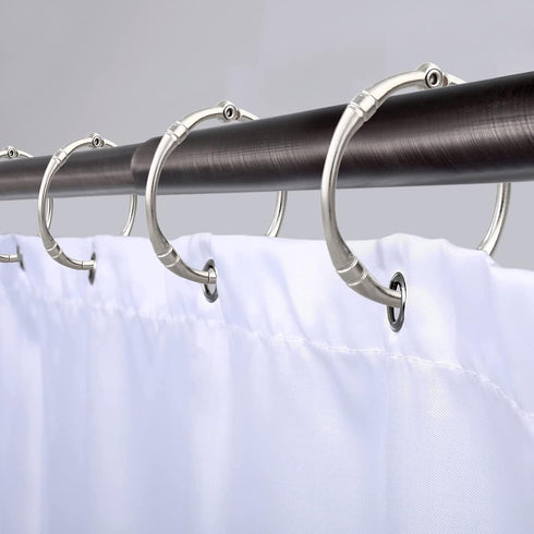 Shower Curtain Hooks, Rustproof Decorative Metal Round Shower Curtain Rings for Bathroom Shower Rod, 12 Pack (Nickel)