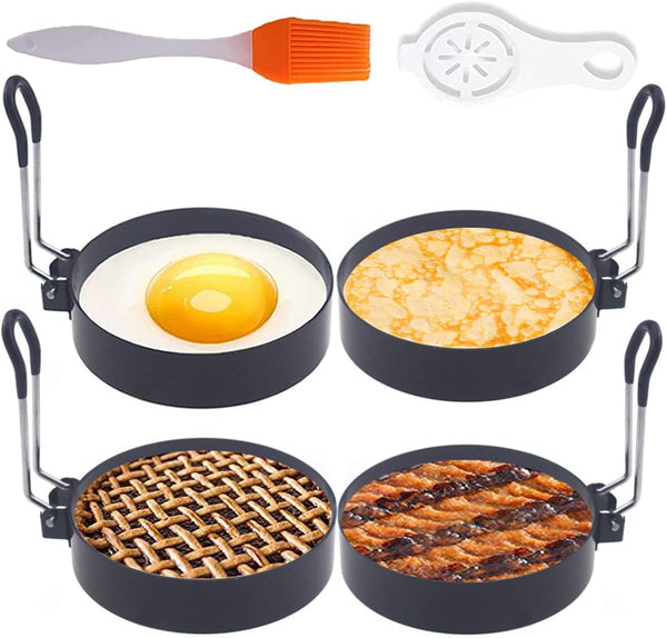 WOWITIS Upgrade 4'' Large Egg Rings Set, 4 Packs Stainless Steel Round Egg