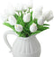 Artificial Tulips 10 Heads Mini Real Touch Flowers, Fake Tulip for Home Decor, Wedding Party DIY Bouquet (White)