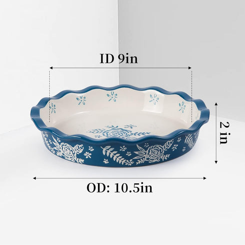 Wisenvoy Pie Pan Ceramic Pie Dish Pie Plate Deep Dish Pie Pan Non-Stick Pie Pans for Baking Pie Pans Pie Dishes by Wisenvoy