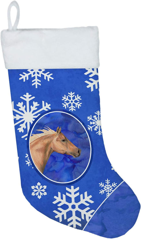 Caroline's Treasures SB3145-CS Horse Winter Snowflakes Christmas Stocking, Holiday Decor for Fireplace