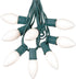 25 Foot C9 White Ceramic Christmas String Light Set - Outdoor Roofline