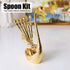 Coffee Spoon Set, 6pcs Stainless Steel Mini Dessert Teaspoons Flatware Creative Espresso Tableware with Swan Base Holder Organizer Household Decoration Dinnerware for Cappuccino Sugar Cake Soup(Gold)