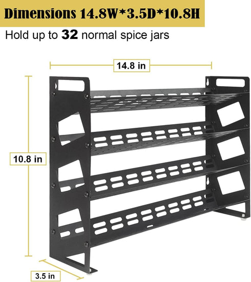 Ardier 4 32 160 Set Countertop Tier Spice Rack Organizer with Square Spice Jars and Spice Labels for Kitchen Cabinet