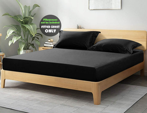 COSMOPLUS Twin Fitted Sheet Only, 4 Way Stretch Micro-Knit, Snug Fit for Standard Mattress and Air Bed, Black