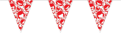 Beistle Plastic Nautical Theme Party Crab Pennant Banner Luau Beach Decorations