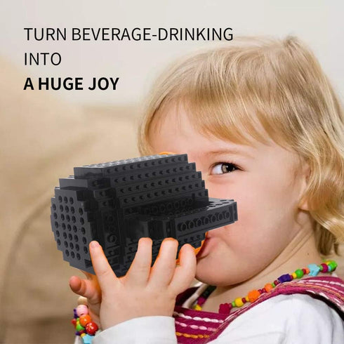 Build-on Brick Coffee Mug, Funny DIY Novelty Cup with Building Blocks for Kids, Men, Women, Xmas Birthday (Cool Black)