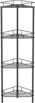 HuggieGems 4 Tier Floor Standing Corner Shower Caddy Organizer Shelf with Hooks, Bathroom
