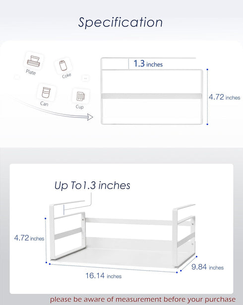 Nxconsu 2Pack Under Shelf Storage Basket Organizer, Heavy Duty White Hanging Holder for Cabinet Pantry Kitchen