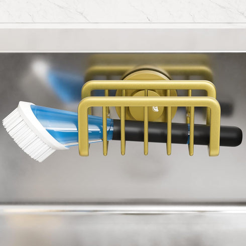 TAILI Sponge Holder for Kitchen Sink with Strong Suction Cup, Rustproof Aluminum Sink Caddy for Sponges, Removable