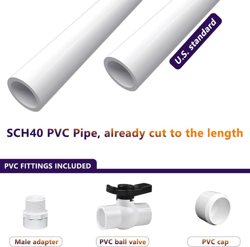 Set 1/2" Automatic Chicken Watering System with PVC Pipe (Real Complete Pipeline) - PVC Tee Fittings & Pipe & Garden