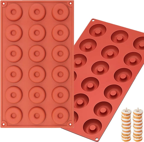 2pcs Silicone Mold for Mini Donut - Home Reusable Donut Baking Pan Tray with 18 Cavities