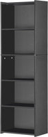 Nouva 5-Shelf Modern Black Bookcase - Stylish Storage Solution for Books, CDs, and More