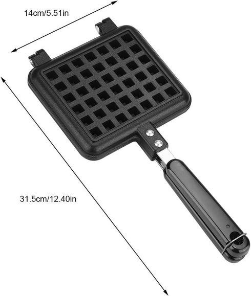 Non Stick Double Side Waffle Baking Pan, Household Gas Aluminum Alloy Waffle Cone Maker Cooking Tool