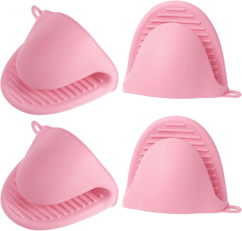 4pcs Thickened Mini Oven Gloves - Heat Resistant Silicone Oven Mitts for Kitchen, Cooking, Baking, BBQ