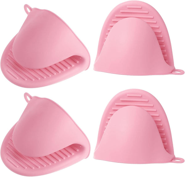 4pcs Thickened Mini Oven Gloves - Heat Resistant Silicone Oven Mitts for Kitchen, Cooking, Baking, BBQ