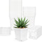 Anyumocz 24Pcs 3" Square Plastic Plant Pots,White Nursery Pots with Saucers,Seedling Nursery