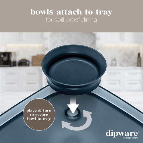 madesmart dipware Small Serving Tray with Removable Dip Bowl for Snacks; Reusable Serving Tray with Multipurpose Bowl,