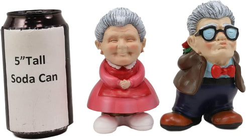 Ebros Gift 'Roses and Smooches' Mr and Mrs Cruise Romantic Senior Couple Kissing Statues Set of 2 for Home Decor
