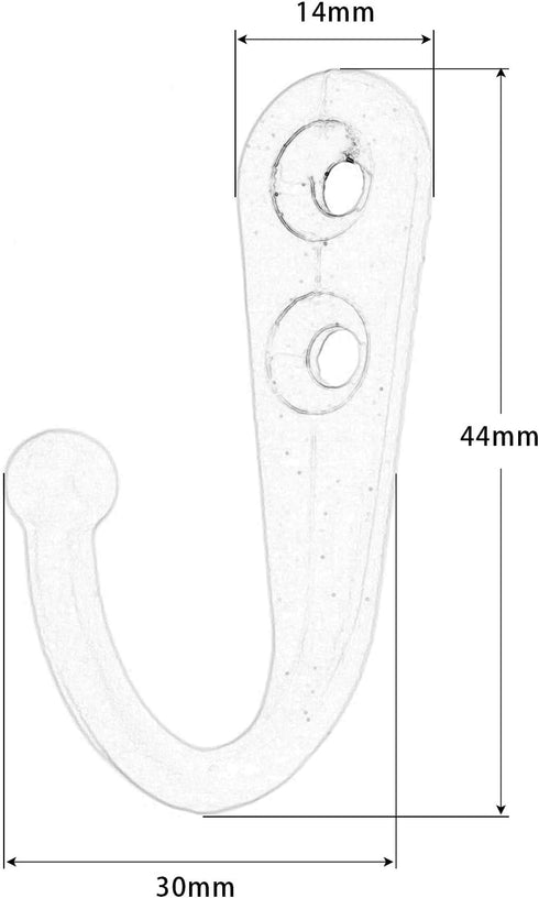 Yetaha 20PCS Wall Mounted Hooks with 40 Screws, Double Holes Towel Robe Hat Coat Hook for Kitchen, Bathroom, Bedroom,