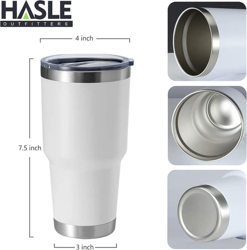 HASLE OUTFITTERS 30oz Stainless Steel Tumbler - Double Wall Vacuum Insulated Travel Mug, Gift Box Set (White)