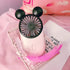 Cute Personal Mini Fan, Handheld USB Rechargeable Fan with LED Light, 3 Adjustable Speeds, Pink Mouse 1 Pack