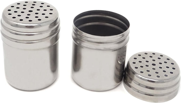 Honbay 2PCS 5 oz Stainless Steel Dredge Shaker Cans for Salt, Sugar, Spice, and Pepper Seasoning