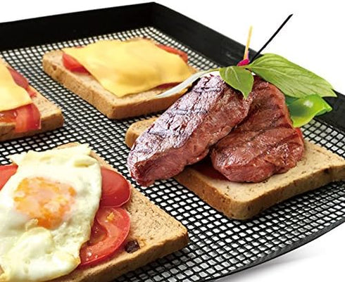 Bluedrop Non Stick PTFE Toaster Baskets - 27X27CM Grill Mesh Trays for Speed Oven, Food Grade Woven Glass