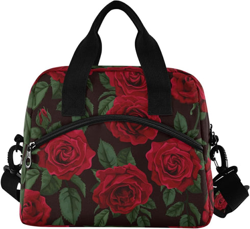 ALAZA Red Rose Flower Floral Insulated Lunch Box Reusable Cooler Bags with Shoulder Strap for Women Men Adults, 19-Can (12.5L) by ALAZA