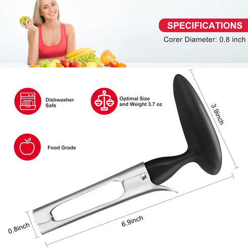 SCHVUBENR Premium Apple Corer Tool - Easy to Use and Clean, Sturdy Stainless Steel Core Remover for Apple and Pear