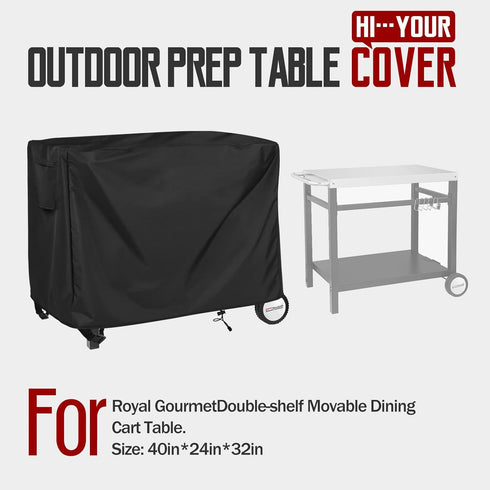 40" 32" 420D Outdoor Prep Table Cover Fits Royal Gourmet Double-Shelf & Keter Unity Portable Cart Waterproof Heavy Duty