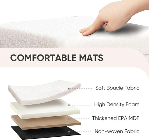 White,15"x15"x15" PINPLUS Storage Ottoman Cube Square Shaped Ottomans with Storage Foot Stool Footrest for Lving Room