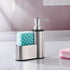 CHBKT 12 oz Countertop, Kitchen Soap Dispenser with Sponge Holder, Dish Soap Dispenser for Kitchen Sink Stainless Steel