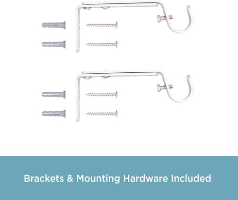 Kenney Adjustable Bracket for 3/4" Curtain Rod, Satin Nickel, 2 Pack
