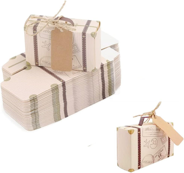 KUPOO Vintage Suitcase Wedding Candy Box Favor, 50PCS for Wedding Party Decoration