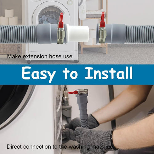 TTFLEX Universal Washing Machine Drain Hose, Washer Extension Kit with 1 Adapter and 2 Hose Clamps, 6-Feet