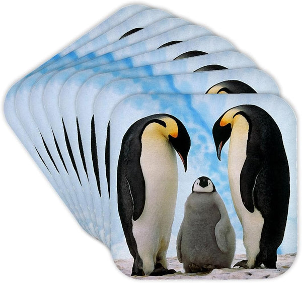 3dRose LLC CST_4180_2 Emperor Penguin Family Soft Coasters, Set of 8