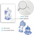 Chinoiserie Wall Art Print, Set of 6 Chinese Blue White Porcelain Vase Canvas Prints for Bedroom or Study Decor