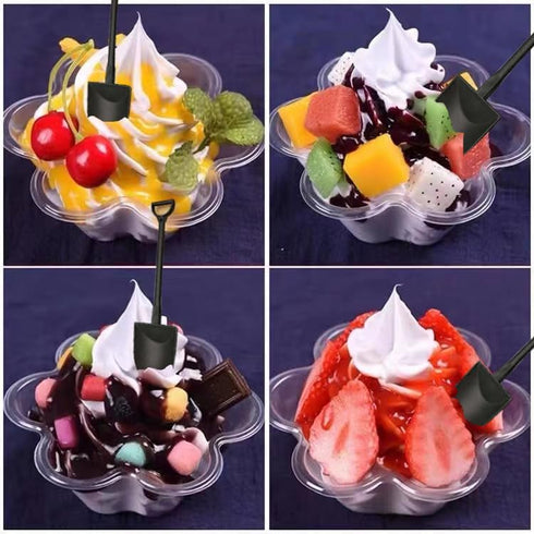 100Pcs Cute Disposable Plastic Mini Shovels, Pudding Yogurt Spoons, Ice Cream Dessert Spoon