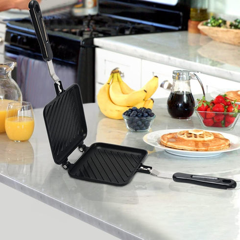 GEZICHTA Mini Waffle Maker, Grilled Sandwich Panini Maker, Nonstick Double Sided Frying Pan for Home Kitchen