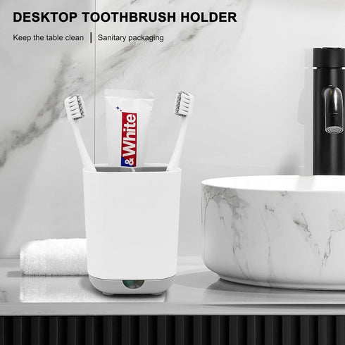 Bathroom Toothbrush Holder, Grey Plastic Detachable Organizer Caddy with 3 Slots for Electric Toothbrush and Toothpaste