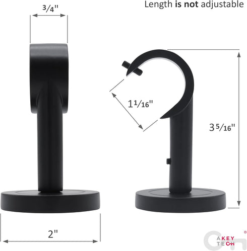 Ceiling Curtain Rod Brackets, 2 pcs Heavy Duty Holders for Up to 1 Inch Rods, Ceiling Mount and Wall Installation