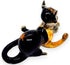 Tiny 2¼" Black Brown Crouching Play Ball Cat Figurine - Miniature Hand Blown Painted Glass