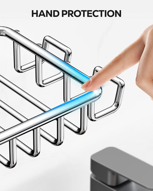 Nieifi Bar Soap Holder for Shower Wall, Stainless Steel Adhesive Soap Dish with 4 Hooks, Silver