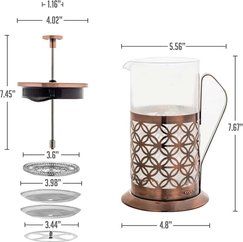 OVENTE French Press Coffee Maker, 34 Ounce, Durable Borosilicate Glass with Stainless Steel Filter Plunger System